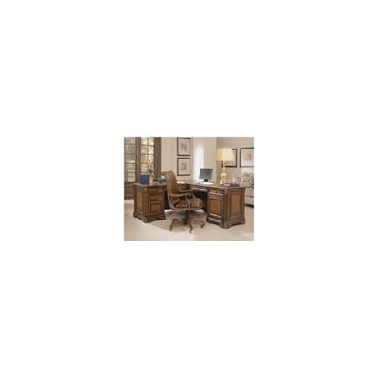 Pemberly Row L-Shaped Wood Executive Desk, Mahogany Finish, Hardwood Solids and Cherry Veneers, 68.25 in x 79 in x 30.5 in, Transitional Style Office Desk with Cable Management and Storage