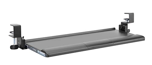 Kantek Desk Clamp Tilting Keyboard Tray, 5 Tilt Angles, Negative and Positive Tilt, Slides Under Desk, 26.8-Inch W x 11.1-Inch D, Black (KT175) - size: 26.8-Inch W x 11.1-Inch D