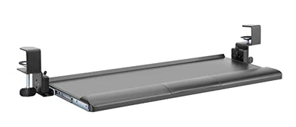 Kantek Desk Clamp Tilting Keyboard Tray, 5 Tilt Angles, Negative and Positive Tilt, Slides Under Desk, 26.8-Inch W x 11.1-Inch D, Black (KT175) - size: 26.8-Inch W x 11.1-Inch D