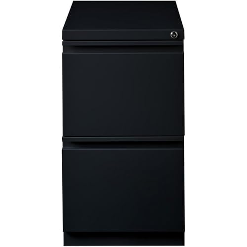 Scranton & Co Metal Mobile Pedestal Filing Cabinet, Black Finish, 2-Drawer File/File Configuration, 20 in Depth, 27.75 in Height, Hidden Casters, Full-Width Drawer Pulls, Office File Storage Solution