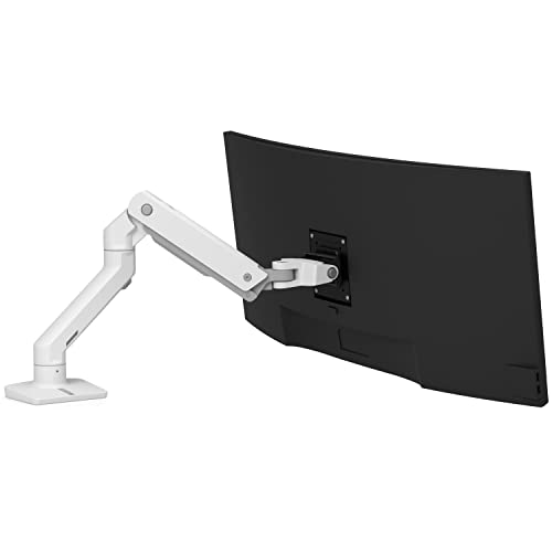 Ergotron – HX Premium Heavy Duty Monitor Arm, Single Monitor VESA Desk Mount – for Flat or Slight Curved Ultrawide Monitors Up to 49 inches, 20 to 42 lbs – Standard Pivot, White - color: White, size: Standard Pivot