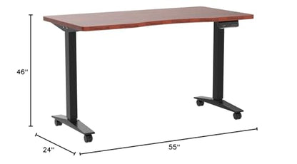 Monomi Electric Standing Desk 55”x24”, Height Adjustable Desk with Wheels - color: Dark Wood Gain, size: 55