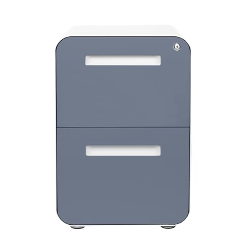Laura Davidson Furniture Stockpile 2 Drawer Mobile File Cabinet with Lock - Under Desk Metal Filing Cabinet, Legal/Letter File Folders, Wheels and Stationary Feet, Pre-Assembled, Coastal Blue - color: Coastal Blue