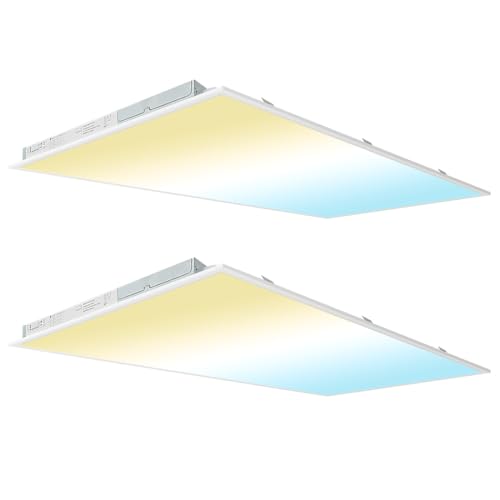 kadision 2x4 LED Flat Panel Light, 5-Wattage and 3-CCT Adjustable, 2 Pack | 60W/50W/40W/30W/25W, 5000K/4000K/3500K Selectable, 6600LM 0-10V Dimmable Drop Ceiling Office Lights, 100-277V ETL-Listed - size: 2x4ft, 2-Pack