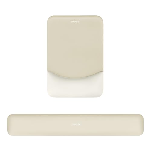 MOSISO Wrist Rest Support Mouse Pad & Keyboard Set, Khaki | Rectangular Ergonomic Mousepad, Non-Slip Base, Home/Office Pain Relief & Easy Typing, Neoprene Cloth & Raised Silicone Lining - color: Khaki
