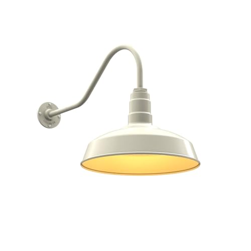 23" Gooseneck Barn Light Outdoor | Farmhouse Exterior Wall | Cream/Brass - color: Cream / Brass, size: 23" Gooseneck