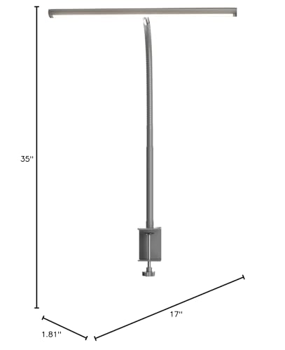 Airlonv LED Desk Lamp with Clamp, 17" Stepless Dimming Light, Grey - color: Gray, size: Standard