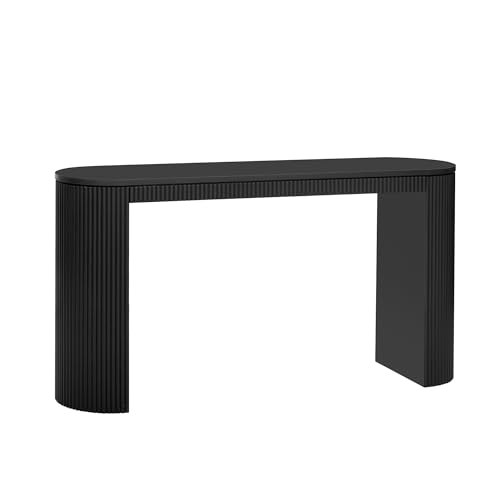 59" Curved Console Table Entryway Table Sofa Table Behind The Couch for Foyer Entry Way Entrance Living Room Hallway (Black) - color: 59"-black