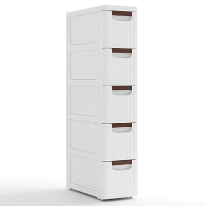 MAT EXPERT Narrow Storage Drawers, Slim Rolling Drawer Cart with Universal Wheels, Convenient Handles, Storage Organizer Utility Cart for Bedroom, Living Room, Bathroom, Kitchen (5 Drawer) - size: 5 Drawer