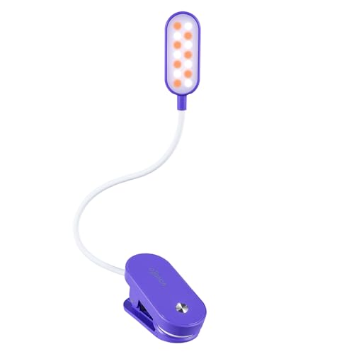 VAVOFO Rechargeable Book Light, 14 LEDs Eye Care Clip On Amber Reading Light for Bookworms Reading in Bed with 9 Colors 9 Brightness (Dark Purple) - color: Dark Purple