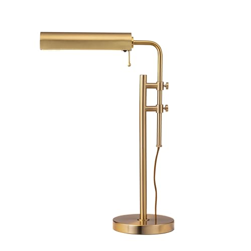 O'Bright Aurora LED Pharmacy Desk Lamp - Swing Arm, Industrial Design for Reading, Crafting, Work,10W LED, Adjustable Height 18.5-24.5 inches - Ideal for Living Room, Bedside, Office, Antique Brass - color: Gold