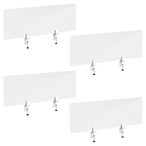 Desk Divider 4 Pcs Desk Privacy Panel 47.2''L x 15.8W'' Office Partitions Frosted Acrylic Panel Pack of 4 Desk Divider Partition with Adjustable Universal Base - size: 47.2''L x 15.8W''