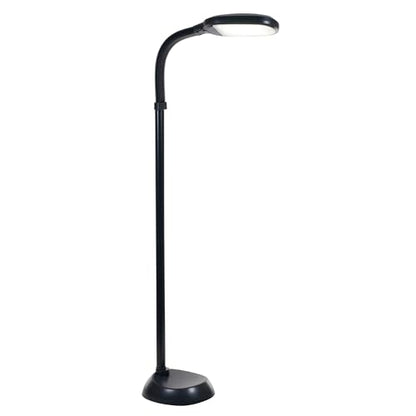 Lavish Home Adjustable LED Floor Lamp with Bendable Neck - Full Spectrum Natural Sunlight LED Lamp for Bedroom and Living Room - Reading, Craft, and Esthetician Light (Black)