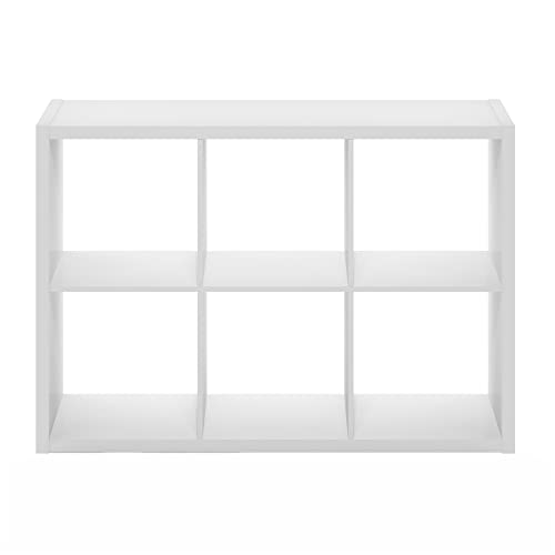 Furinno CUBICLE 6-Cube Book Shelf, Extra Thick Frame Bookshelf, White - color: White, size: 6-Cube