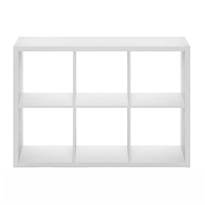 Furinno CUBICLE 6-Cube Book Shelf, Extra Thick Frame Bookshelf, White - color: White, size: 6-Cube