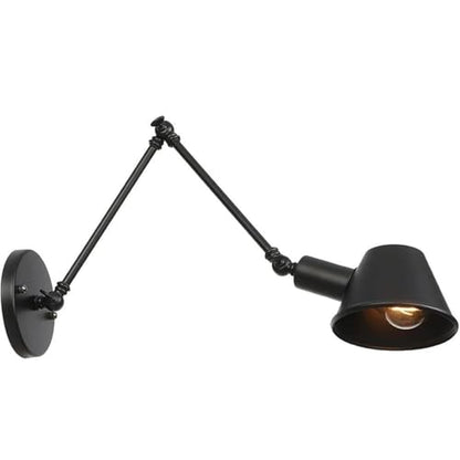 Vintage Black Swing Arm Wall Sconce Adjustable Metal Reading Lamp Warm Light Mounted for Bedroom Headboard Study Room Living Sofa Side