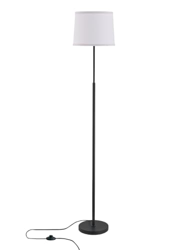 60" Modern Floor Lamp with Linen Shade, 3 Color LED Bulb & Foot Switch - color: Black & White Shade