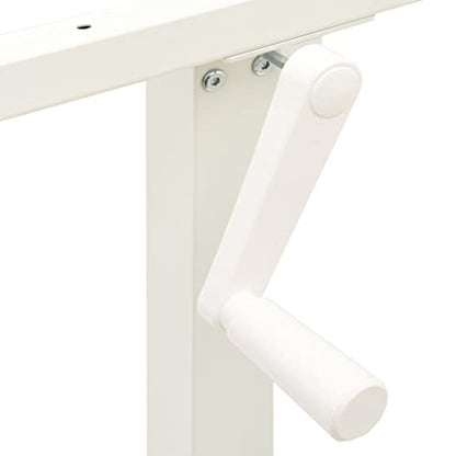 Manual Height Adjustable Desk Frame with Hand Crank, Powder-Coated Carbon Steel, Width 40.2"-63", Height 28"-44.5", for Desks 47.2"-70.9" Wide - color: White