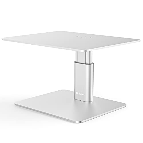 BoYata Monitor Stand, Adjustable Height Metal Desktop Riser, Silver - color: Silver