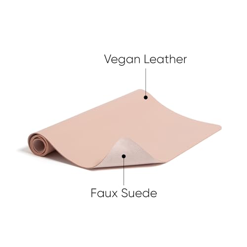 Smead Vegan Leather Desk Pad Mat, Office Desk Mat, Medium, Dusty Rose Pink | Waterproof desk pad protector, writing mat and desk blotter. Non-slip suede grips under a keyboard, mouse and notepad. - color: Dusty Rose Pink, size: 15.7" x 31.5"