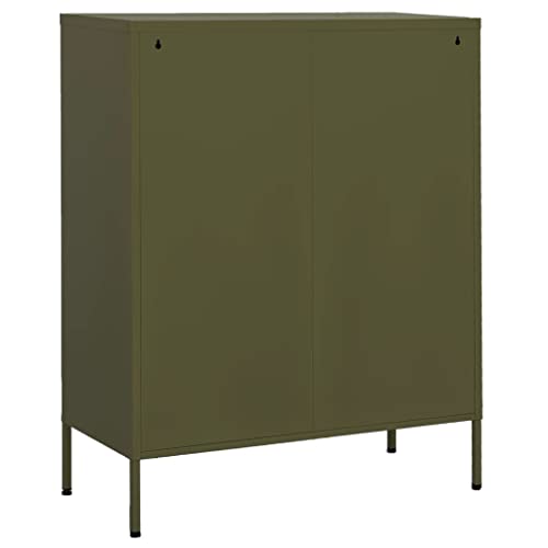 Steel Storage Cabinet with 2 Drawers and Adjustable Shelf, Olive Green Metal Organizer for Living Room and Office, 31.5 x 13.8 x 40.0 Inches - color: Olive Green
