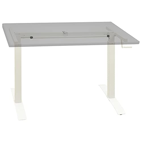 Manual Height Adjustable Desk Frame with Hand Crank, Powder-Coated Carbon Steel, Width 40.2"-63", Height 28"-44.5", for Desks 47.2"-70.9" Wide - color: White