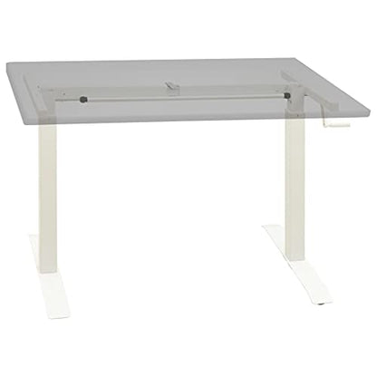 Manual Height Adjustable Desk Frame with Hand Crank, Powder-Coated Carbon Steel, Width 40.2"-63", Height 28"-44.5", for Desks 47.2"-70.9" Wide - color: White