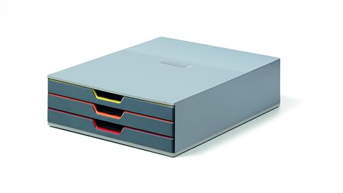 Durable Varicolor Drawer Organizer, 3 Color Coded Drawers, Gray - style: 3-Drawer
