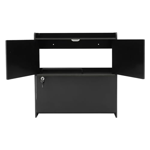 Wall-Mounted Desk Cabinet, 2-Tier Wall-Mounted Folding Table Cabinet, 22.83 * 7.87 * 23.62in Multifunctional Fold-Down Laptop Table with Lockable Storage (Black)