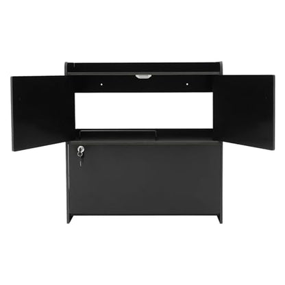 Wall-Mounted Desk Cabinet, 2-Tier Wall-Mounted Folding Table Cabinet, 22.83 * 7.87 * 23.62in Multifunctional Fold-Down Laptop Table with Lockable Storage (Black)