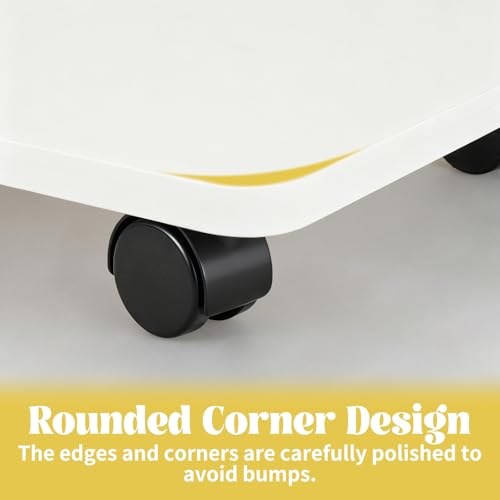 2 Pcs Under Desk Printer Stand with 4 Caster Wheels, White Movable Printer, White Rolling Plant Rack Tray, Multiple Places Such As Living Room, Bedroom to Place Scanners, Fax Machines