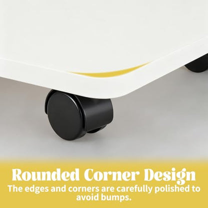 2 Pcs Under Desk Printer Stand with 4 Caster Wheels, White Movable Printer, White Rolling Plant Rack Tray, Multiple Places Such As Living Room, Bedroom to Place Scanners, Fax Machines