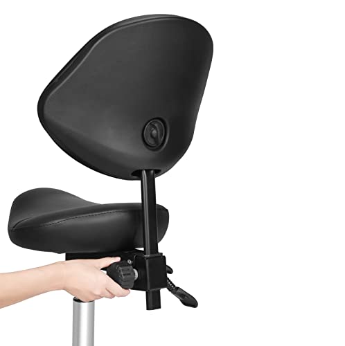 Kaleurrier Rolling Saddle Chair with Back Support: Heavy Duty Stools - color: Black, size: With Back & Footrest