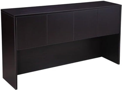 Boss Office Products Holland Executive U-Shape Desk with File Storage Pedestal and Hutch, 66", Mocha