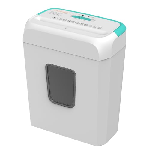 Bonsaii High Security Shredding Paper Shredder, 6-Sheet Cross-Cut, Credit Card Shredder, Home Office, Handle for Document, Mail, Staple, 3.4 Gal Wastebasket, White & Blue - color: Green, size: Crosscut