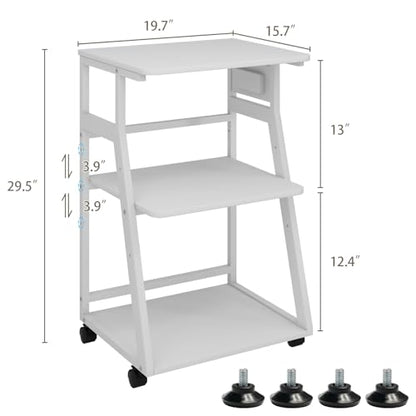 Natwind 3 Tier Printer Stand, 19.7"x15.7", with Charging Station,White - color: White, size: 19.7''x15.7''
