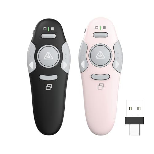 QUI 2 Pack Wireless Presentation Clicker Remote,USB A&C, Black Pink - color: Black Pink, style: USB Type-c