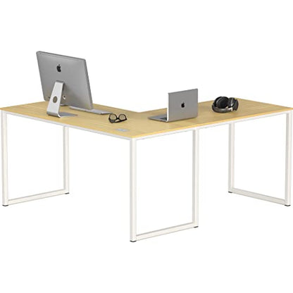 SHW Mission 55 x 60 L-Shape Home Office Computer Desk, Oak - color: Oak, size: 55-Inch L-Shaped
