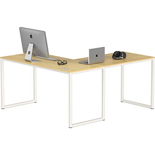 SHW Mission 55 x 60 L-Shape Home Office Computer Desk, Oak - color: Oak, size: 55-Inch L-Shaped