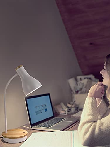 LALISU Metal Desk Lamp Wireless Charging Table Lamp Touch Reading Lights - color: Touch-White