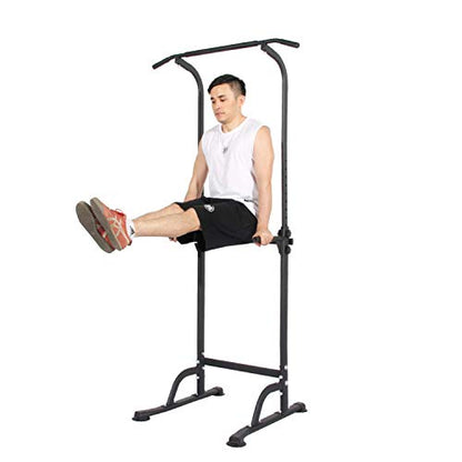 soges Power Tower Pull Up Bar Station, Free Standing Pull Up Rack Dip Station for Home Gym, Height Adjustable Home Strength Training Fitness Workout Equipment - color: Black