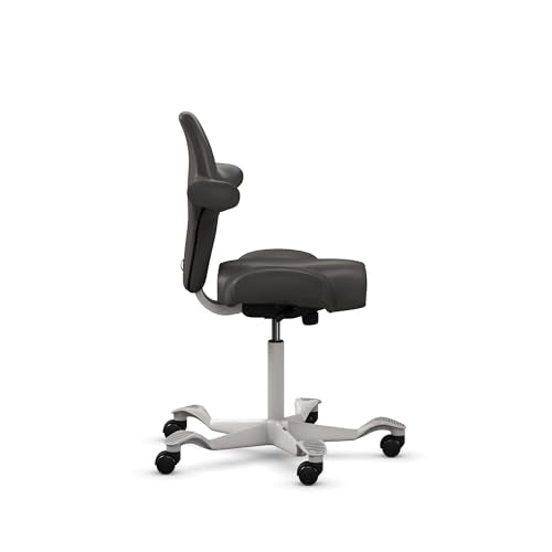 HAG Capisco Sit to Stand Chair-Silver Frame-Upholstered Gray Ash Vinyl - color: Gray Ash