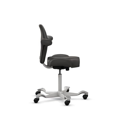 HAG Capisco Sit to Stand Chair-Silver Frame-Upholstered Gray Ash Vinyl - color: Gray Ash