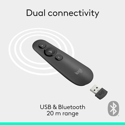 Logitech Wireless Presenter R500s, PowerPoint Clicker with Laser Pointer, Wireless Presentation Clicker Remote - color: Red Laser, style: 3 buttons