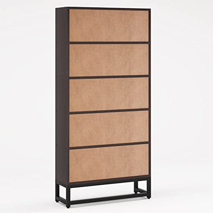 Tribesigns Tall Bookcase and Bookshelf, 70.8” Large Bookcases Organizer with 5-Tier Storage Shelves, Heavy Duty Free-Standing Library Bookshelf Shelving Unit for Living Room, Bedroom (Dark Walnut) - color: Dark Walnut