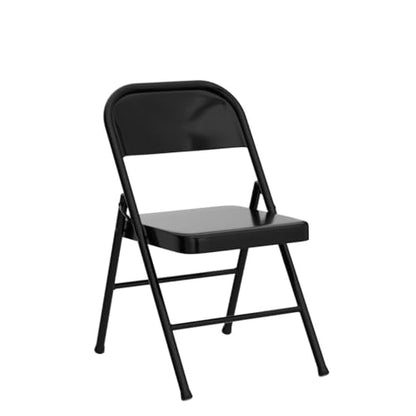 VECELO Metal Folding Chairs 4 Pack, Double Hinged Steel Frame Easy Foldable&Stackable for Office Kitchen Dinning Wedding Patio and Garden - color: Black