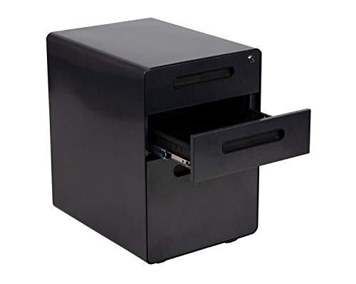Flash Furniture 3-Drawer Locking Mobile Filing Cabinet, Black - color: Black, style: Ergonomic
