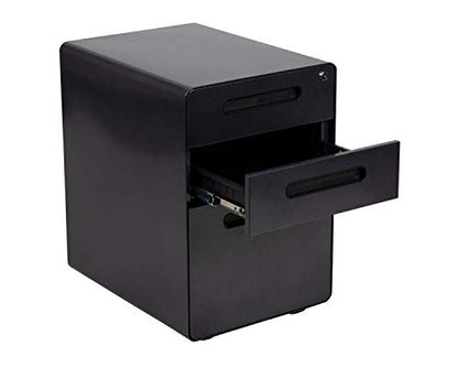 Flash Furniture 3-Drawer Locking Mobile Filing Cabinet, Black - color: Black, style: Ergonomic