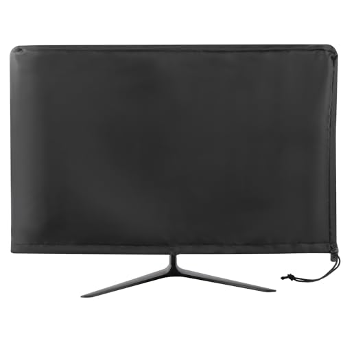 Monitor Dust Cover Heavy Duty Anti-tear Full Body Protective Case Universal for 23-24" Computer LED LCD Screen Wih Adjustable Bottom Tight Rope Black -23Wx16Hx2.3D in - size: 23"-24" in