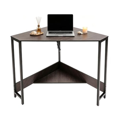 Corner Desk with Outlets and USB Ports, Triangle Desk with Storage